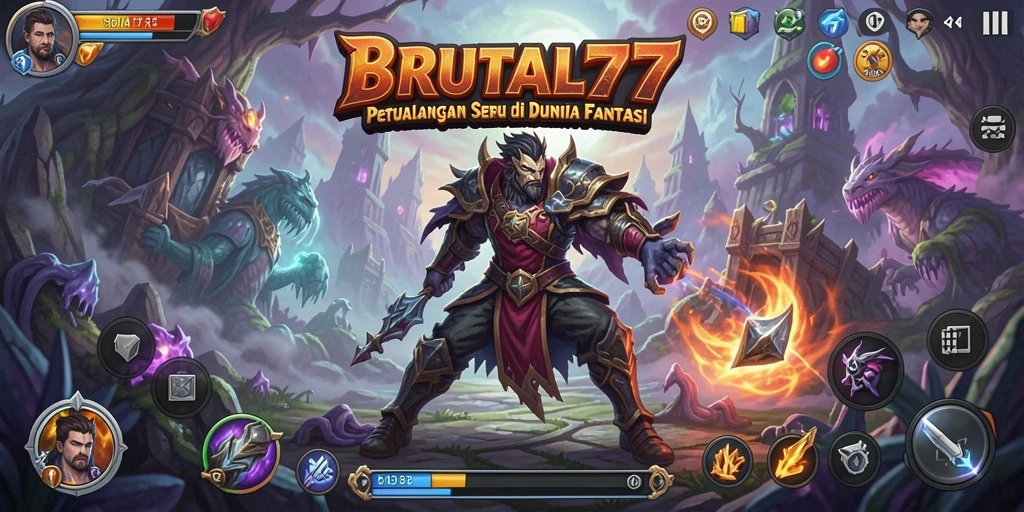 Tangkapan layar gameplay BRUTAL77 menampilkan aksi petualangan yang menengangkan.