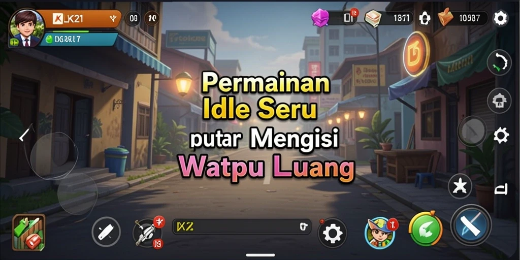 Tampilan gameplay LK21 dengan karakter dan upgrade menarik.
