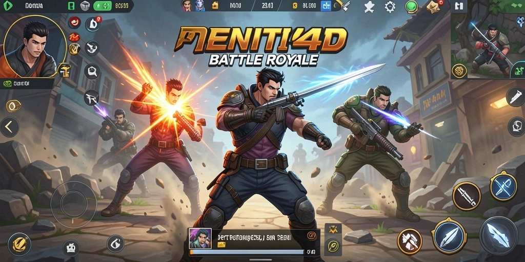 Tampilan gameplay seru di arena Battle Royale PENITI4D.