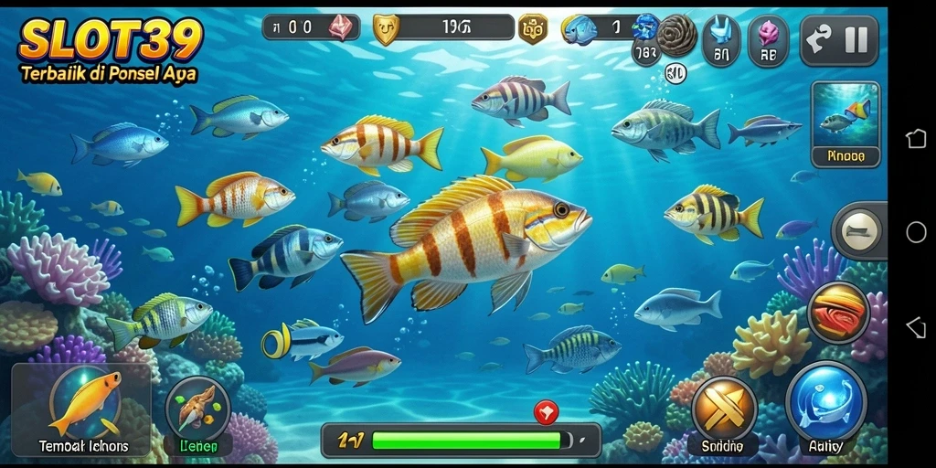 Gameplay menarik dari SLOT39 dengan ikan berwarna-warni.